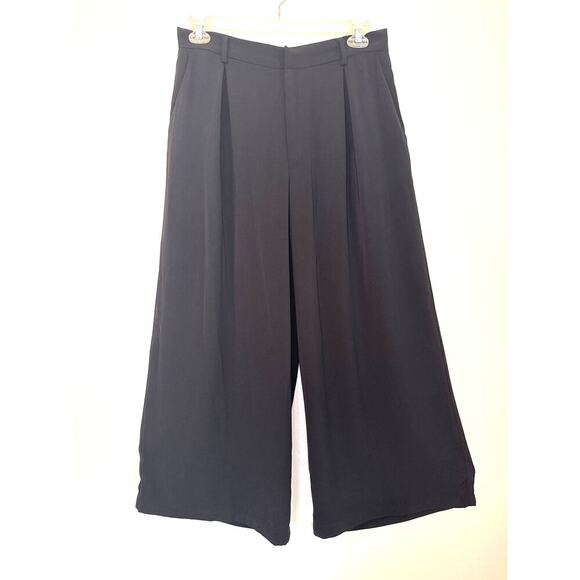 Tronjori Women’s Wide Leg Pleated Front Black Pants Size XL Chic & Flowy - Picture 1 of 13